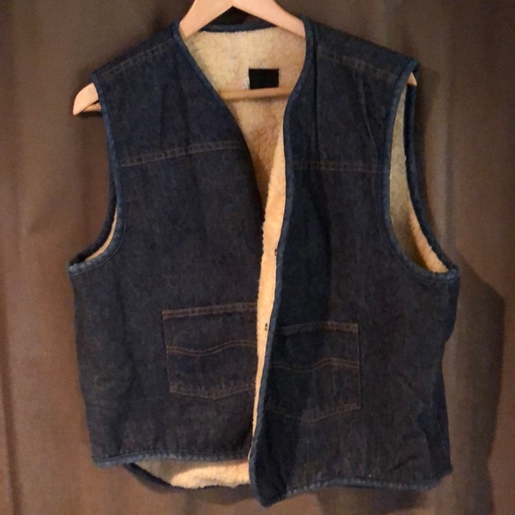Vintage Demin Faux Fleece Lined Vest - Picture 8 of 8